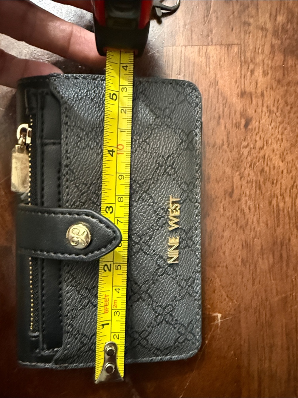 Nine West Black Card Case Wallet with Gold Accents - Picture 8 of 9